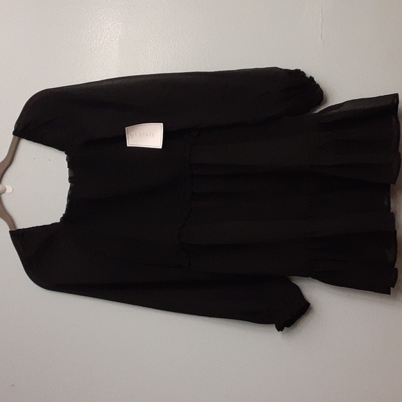 1. State Dresses & Skirts - 1. State size small mini black dress with long sleeves and ruffle hem.